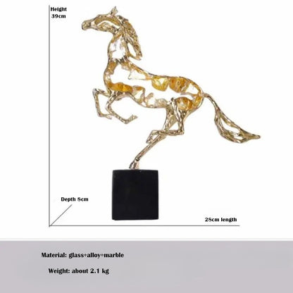 Metal Modern Handmade Resin Horse Statue for Home Wall Shelf Living Room Decoration