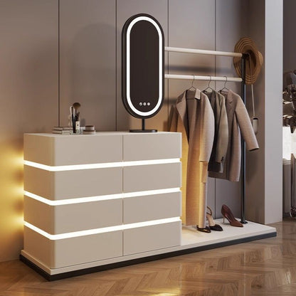 Modern Multi-Functional Dressing Table Chest Drawers, Clothes Hanger and Mirror.