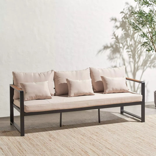 5-Seater Outdoor Lounge Sofa Set with Rectangular Table