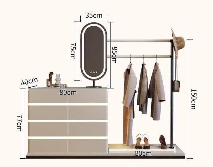 Modern Multi-Functional Dressing Table Chest Drawers, Clothes Hanger and Mirror.