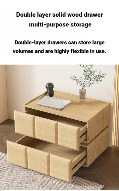 Bedside Table, Two Drawers Nightstand with Smart LED Light.