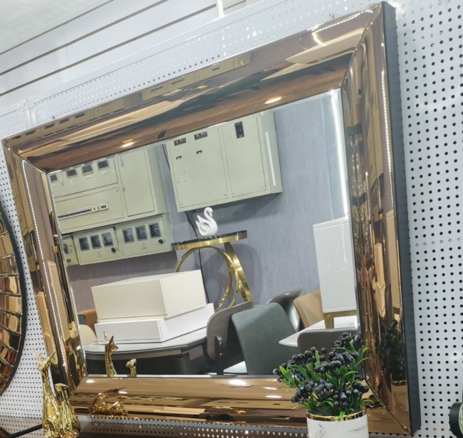 Simple Elegant Mirrored Glass Console Table with Matching Mirror.