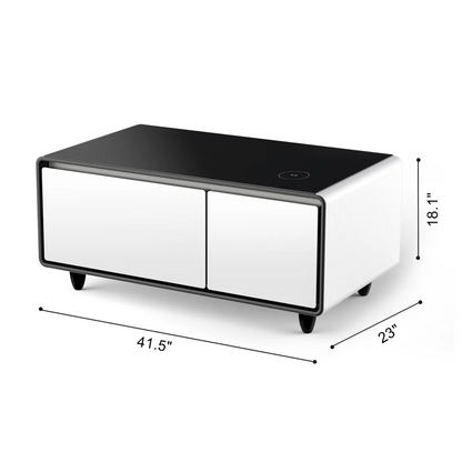 Modern Smart Coffee Table with Built-in Fridge, Wireless Charging Multi-Functional Fridge Center Table