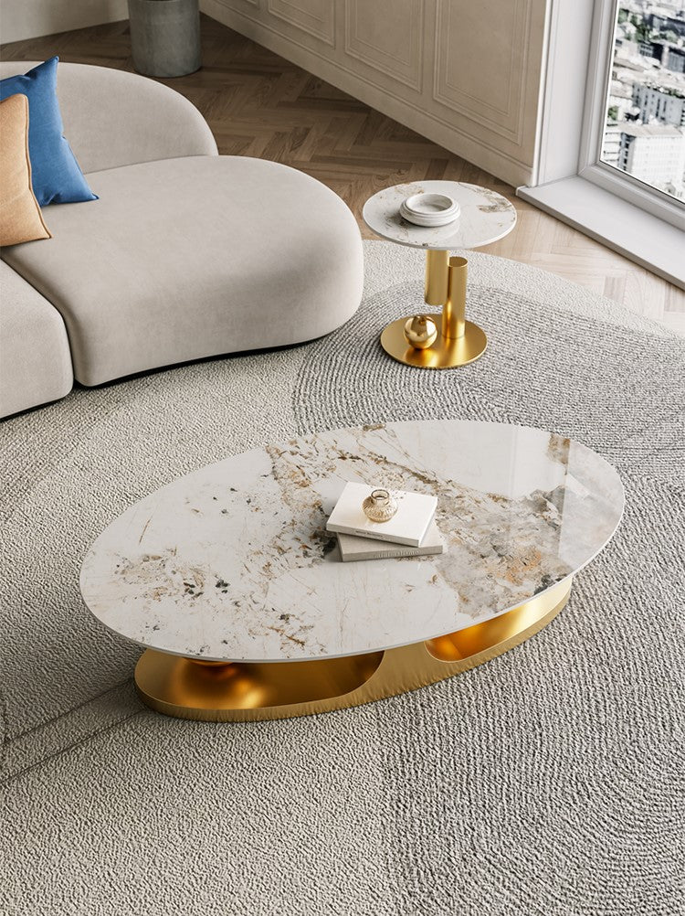 Round white and gold coffee deals table