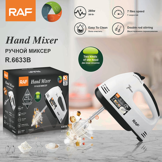 RAF Hand Mixer Handheld Electric Mixer 7 Speeds Double Rod Stirring.