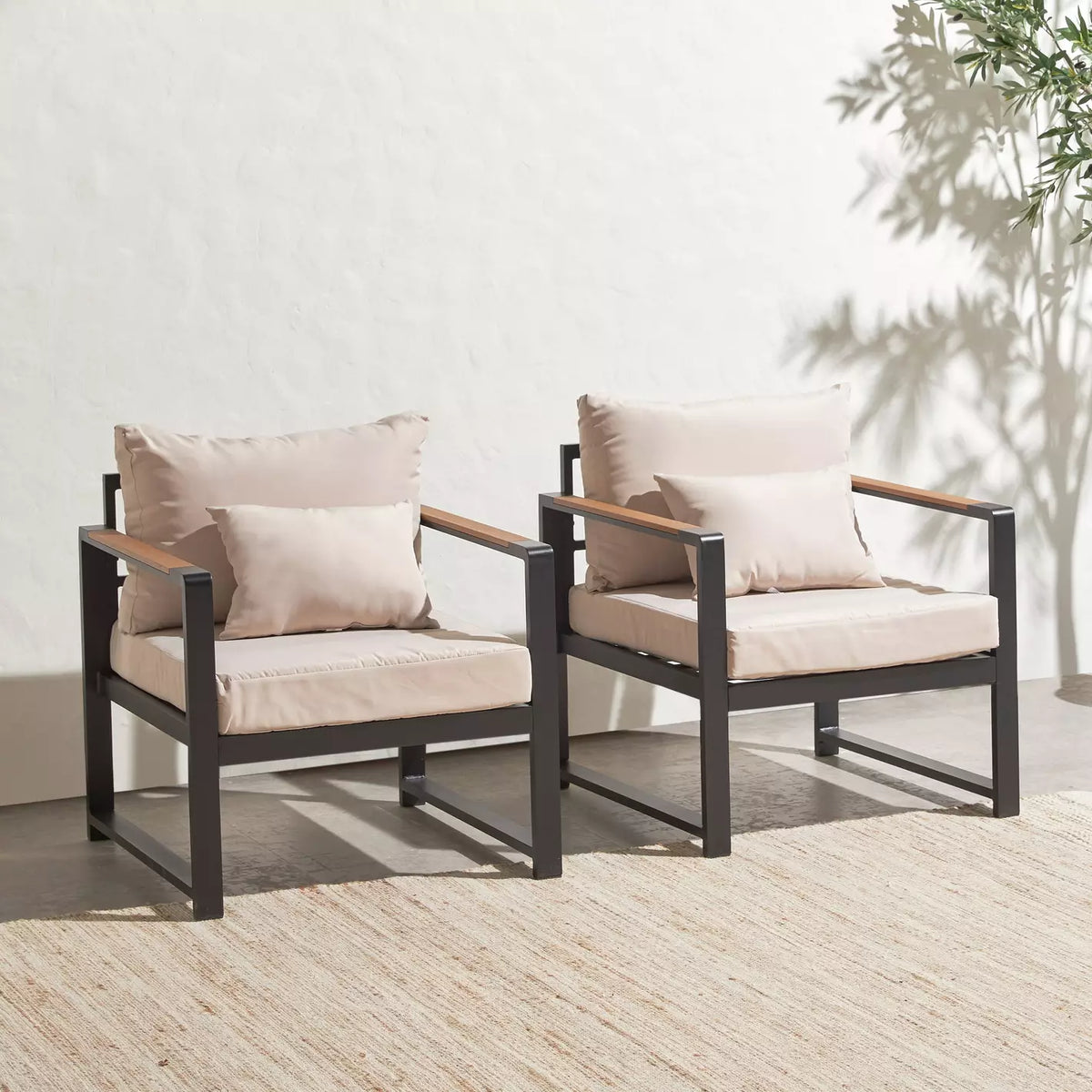 5-Seater Outdoor Lounge Sofa Set with Rectangular Table