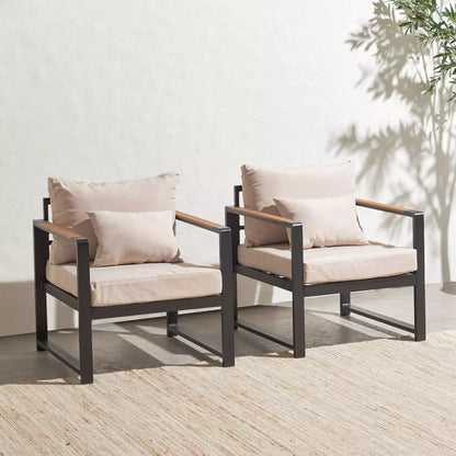 5-Seater Outdoor Lounge Sofa Set with Rectangular Table