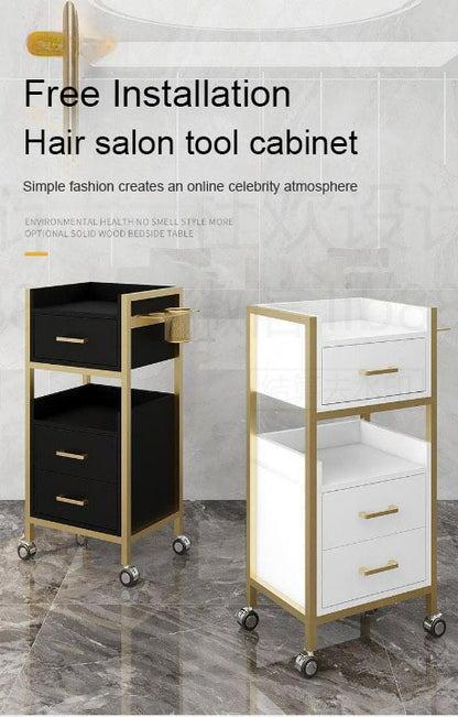 Hairdressing Tool Cabinet, Beauty Salon Trolley on Wheels, Makeup Storage Drawers, Hair Accessories Storage Cabinet.