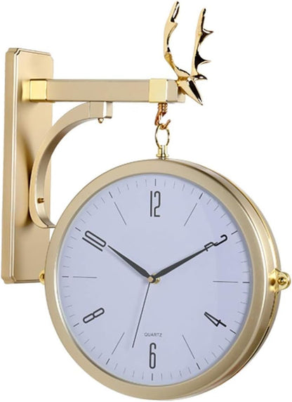 Double-Side Wall Mount Clock with Mute Movement Home Office Hotel Decoration Gift