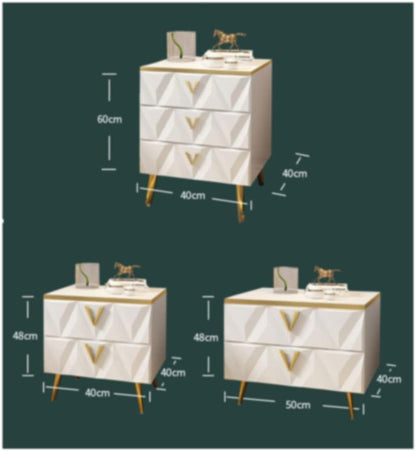 Light Luxury Bedside Table with Nordic net ins, Modern Bedside Table with Storage Drawers.