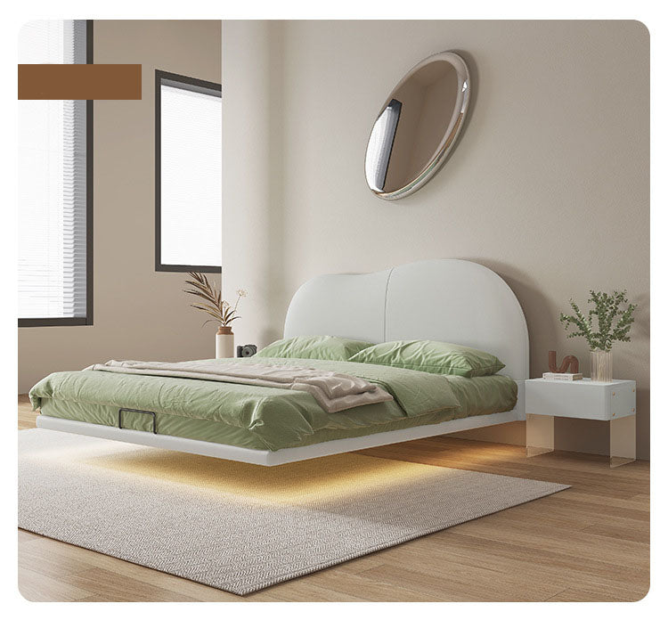 light gray floating bed