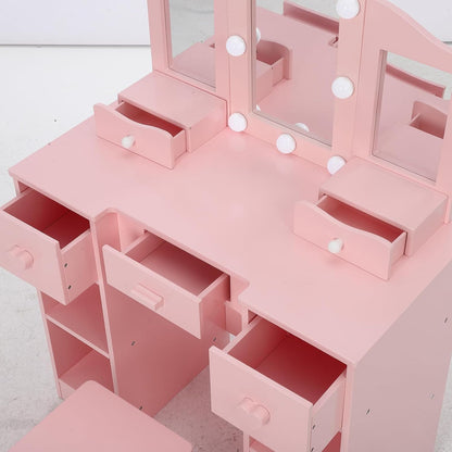 Kids Vanity Set With Mirror and Bench.
