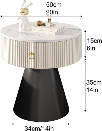 Modern Sintered Stone Side Table, Round Nightstand.