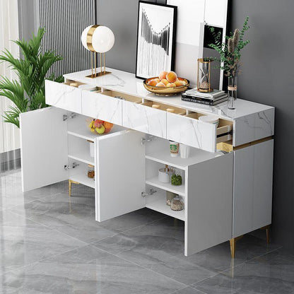 Modern Slate Marble Top Sideboard, Storage Organizer Cabinet