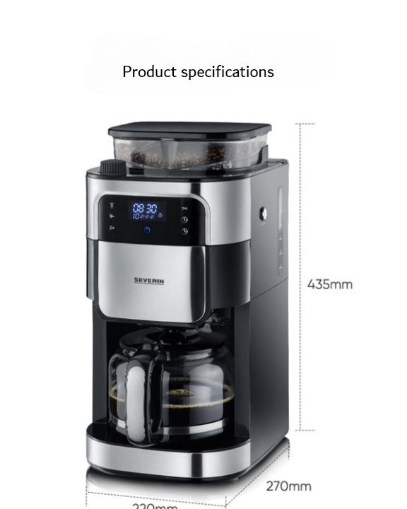 SEVERIN Coffee Maker Machine, Stainless steel Coffee Grinder for 10 Cups.