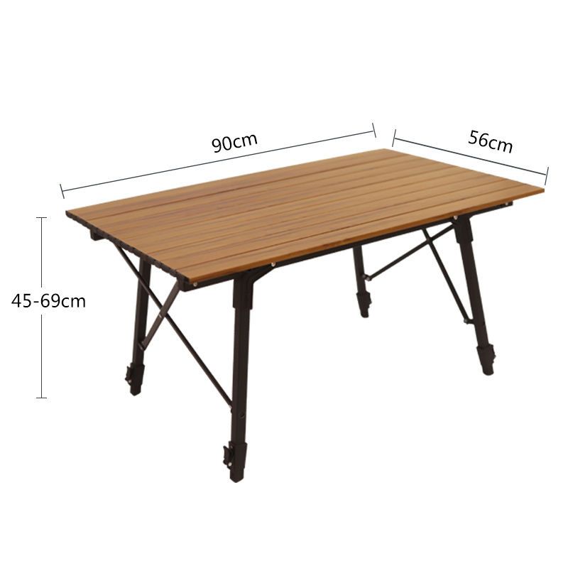 Aluminum Folding Table, Retractable Folding Table, Lightweight Wood Grain Aluminum Simple and Probable Camping Outdoor Table.