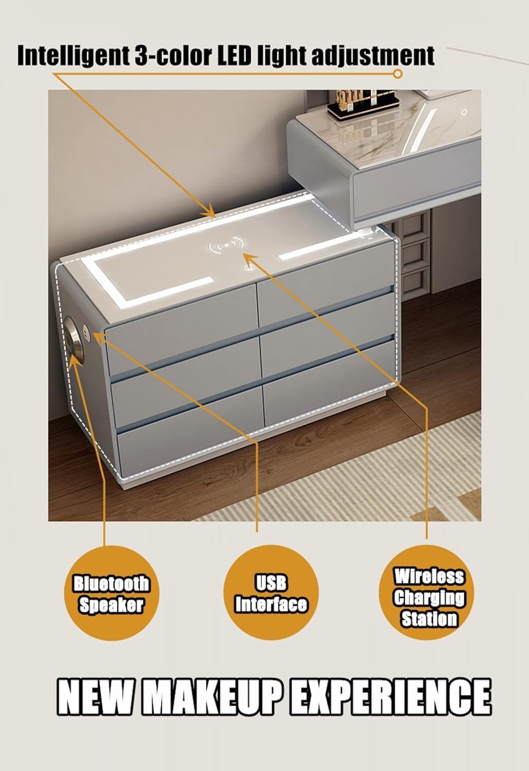 smart table with drawers