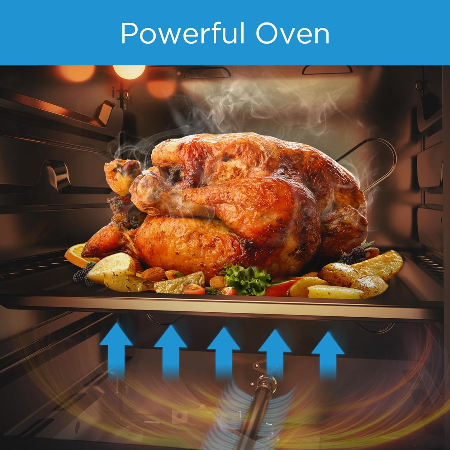 Midea 50x55Cm Freestanding Cooker, Full Gas Cooking Range With 4 Burners, Stainless Steel, Automatic Ignition & Full Safety, Cast Iron Pan Support, Mechanical Timer, Heat Resistant Knobs