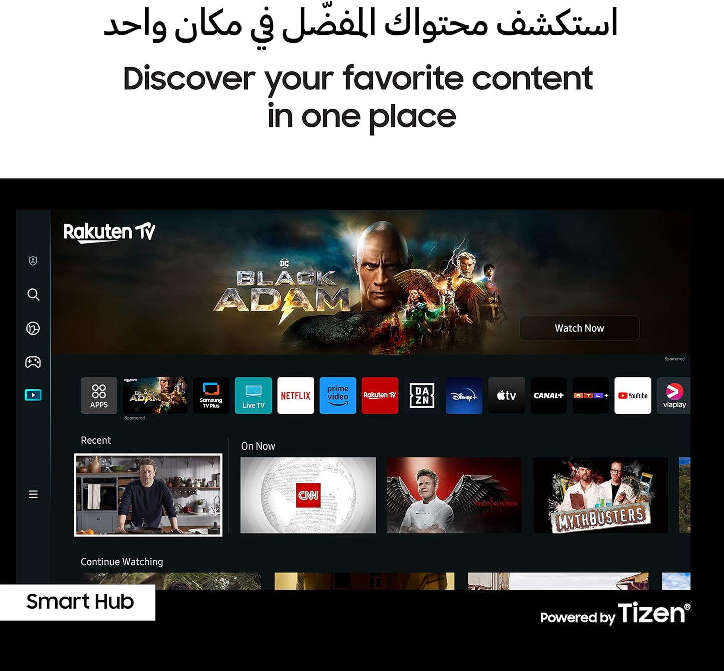 Samsung Smart TV, Crystal UHD 4K, CU7000, 50 Inch, Black, Crystal Processor 4K, PurColor, Smart Hub, UA50CU7000UXZN
