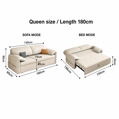 Modern Pull-Out Sofa Bed with Rounded Arms and Cushioned Backrest