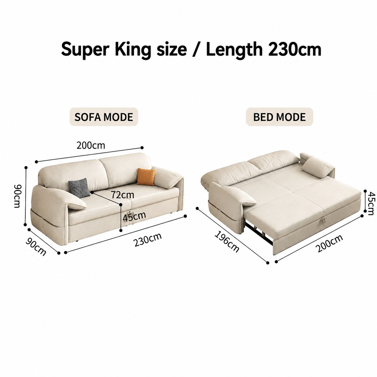 Modern Pull-Out Sofa Bed with Rounded Arms and Cushioned Backrest