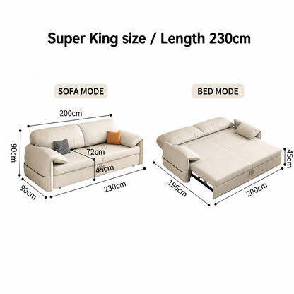 Modern Pull-Out Sofa Bed with Rounded Arms and Cushioned Backrest