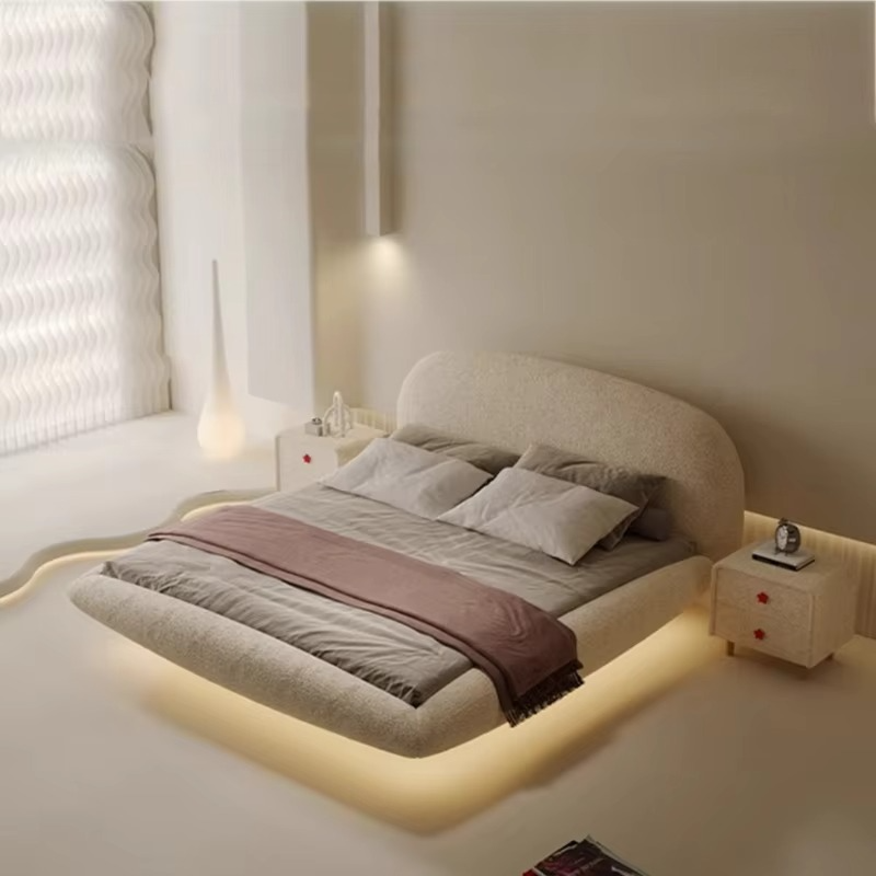 Floating Lighting Upholstered Bed Frame.