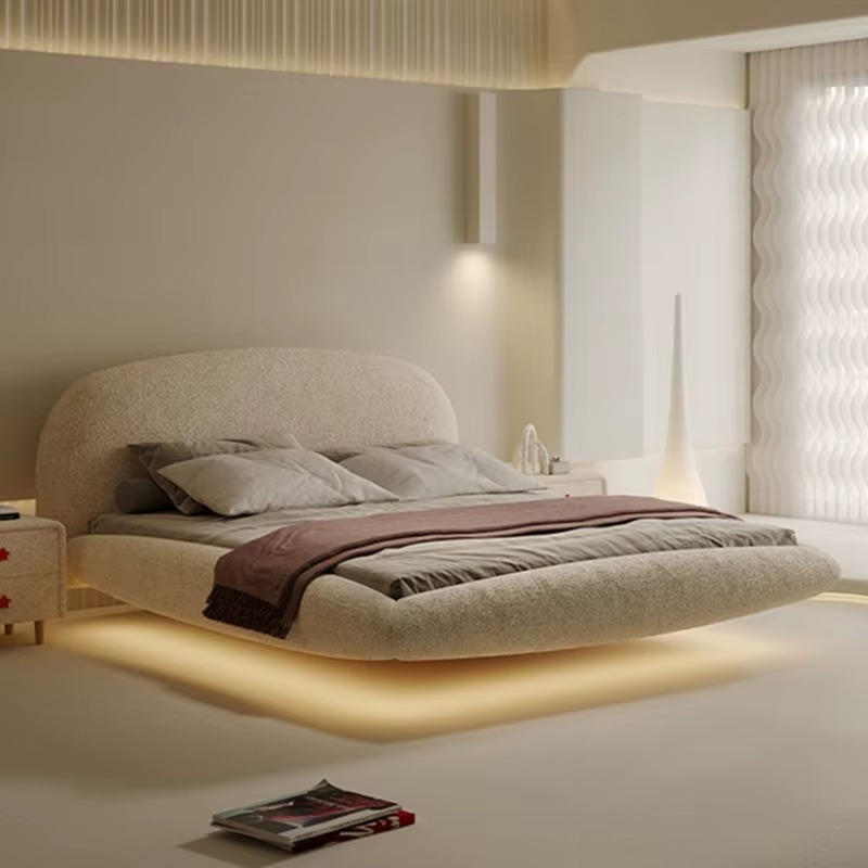 Floating Lighting Upholstered Bed Frame.