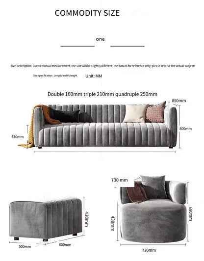 Elegant Gray Sofa with Single Chair and Ottoman Set.