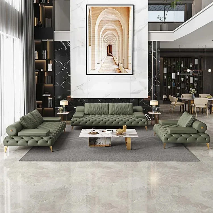 English Rolled Aram Living room Sofa Set, Bridgewater Tufted Upholstered Sofa Set.