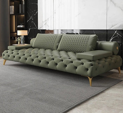 English Rolled Aram Living room Sofa Set, Bridgewater Tufted Upholstered Sofa Set.