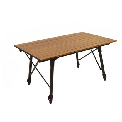 Aluminum Folding Table, Retractable Folding Table, Lightweight Wood Grain Aluminum Simple and Probable Camping Outdoor Table.