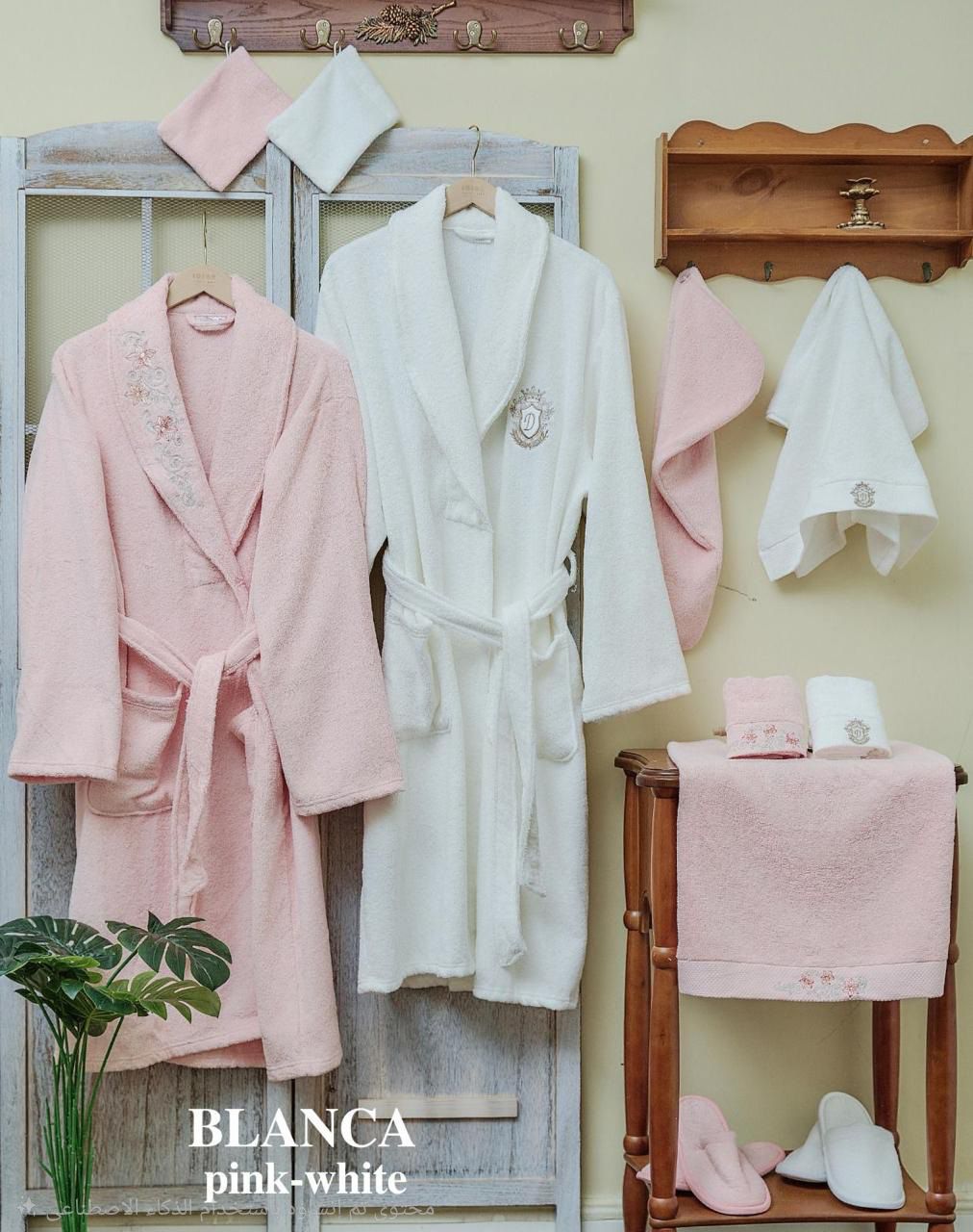 Cotton Couple Bathrobe, 3-piece cotton family bathrobe set,