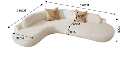 Modern High-End L-Shaped Corner Sofa Curved Edges.