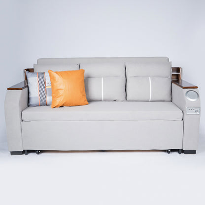 Modern Extendable 2 in 1 Sofa Bed with Side Pockets, Daybed with Bottom and Side Storage, USB Ports, Bluetooth, Speaker.