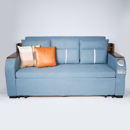 Modern Extendable 2 in 1 Sofa Bed with Side Pockets, Daybed with Bottom and Side Storage, USB Ports, Bluetooth, Speaker.