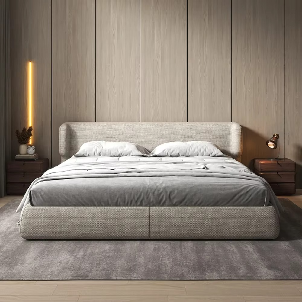 Upholstered platform king bed