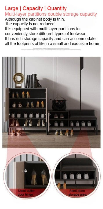 Luxury Shoe Cabinet with Seat, Modern Shoe-changing Station Cabinet.