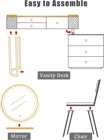 Smart Vanity Table, Dressing Makeup Bedroom Set. 120cm