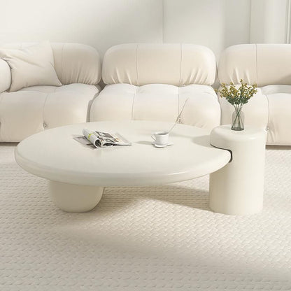 Round White Coffee Table with Light for Living room Salon.