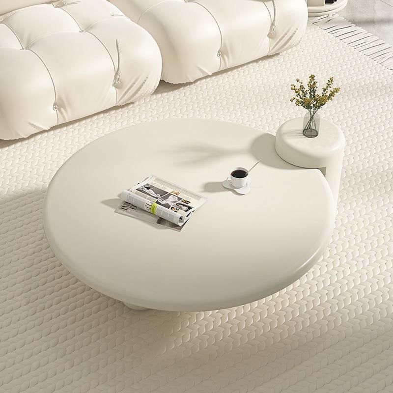 Round White Coffee Table with Light for Living room Salon.