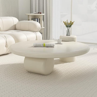 Round White Coffee Table with Light for Living room Salon.