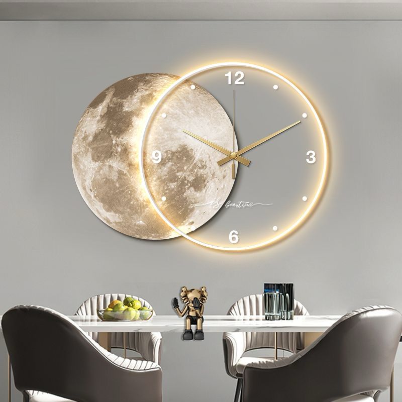 Round Full Moon Sensor Luminous Wall Clock.