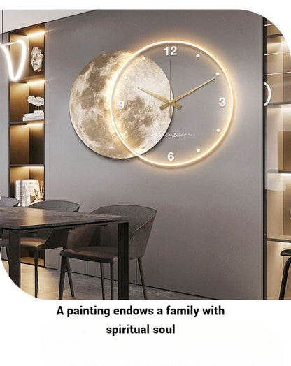 Round Full Moon Sensor Luminous Wall Clock.