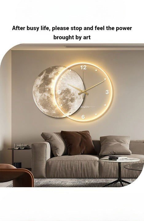 Round Full Moon Sensor Luminous Wall Clock.