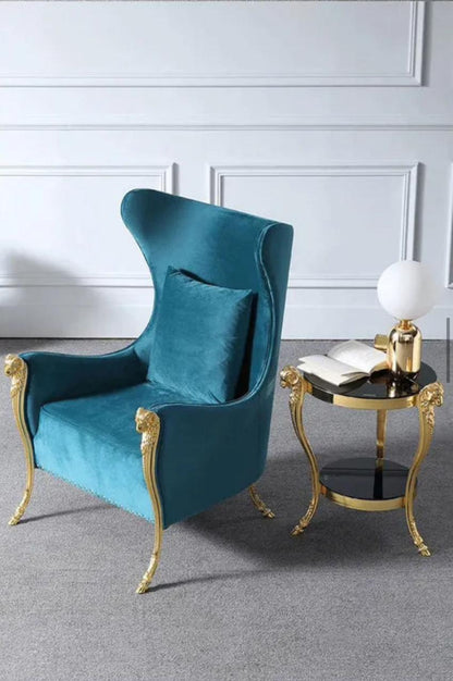 Single Leisure Accent armchair Sofa High Back Velvet Chair.