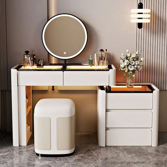 Modern Dressing Table with Built-In Lighting for Bedroom or Beauty Room