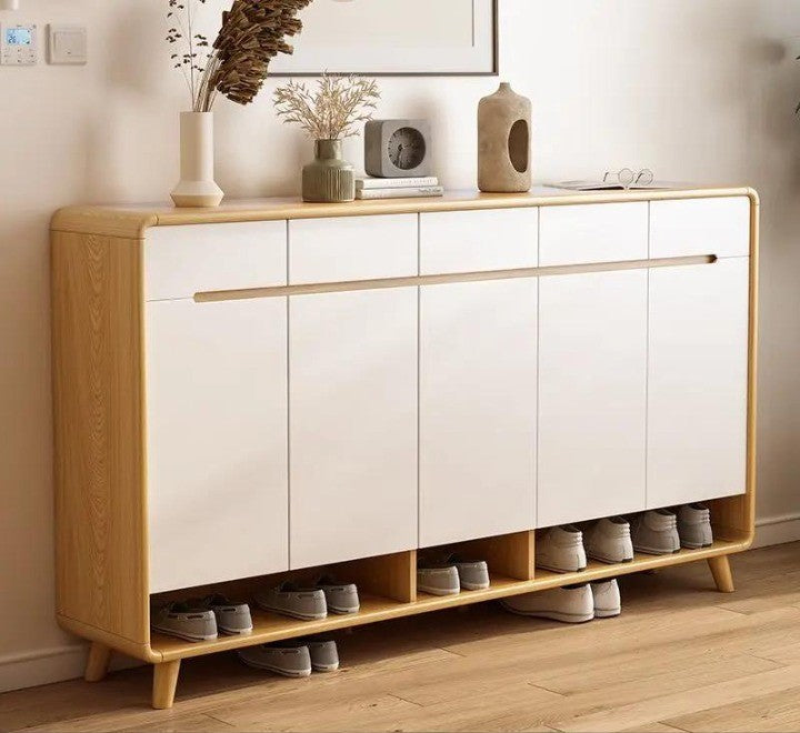 Wooden Shoe Cabinet Shelf Storage with Drawers.