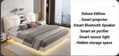 Smart Bed with Projector, Bluetooth Speaker, Air Purifier, Smart Sensor Light for Bedroom