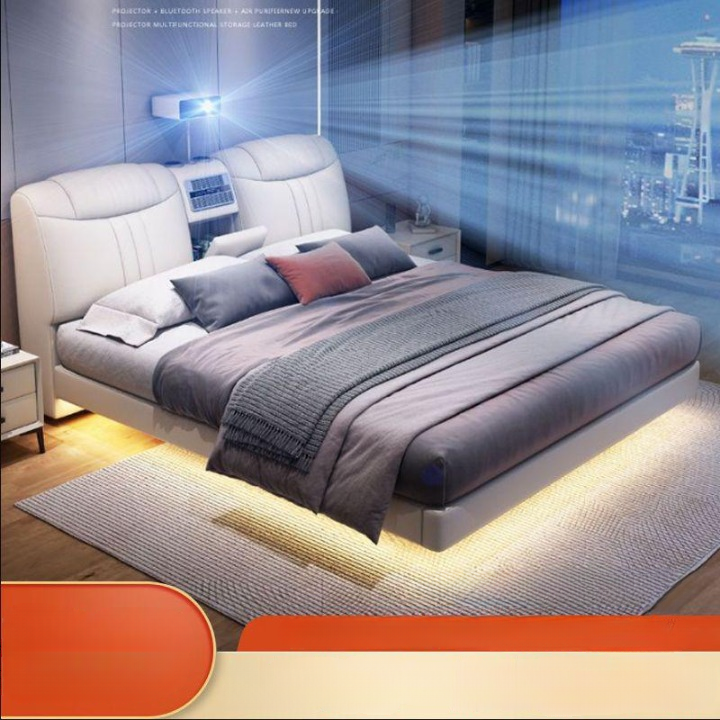 Smart Bed with Projector, Bluetooth Speaker, Air Purifier, Smart Sensor Light for Bedroom